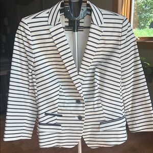 The Limited Navy Blue and White Striped Blazer